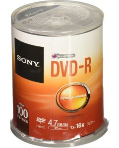 Sony DVD-R 16x Recordable DVD 4.7GB - 100 Disc Spindle (Discontinued by Manufacturer)
